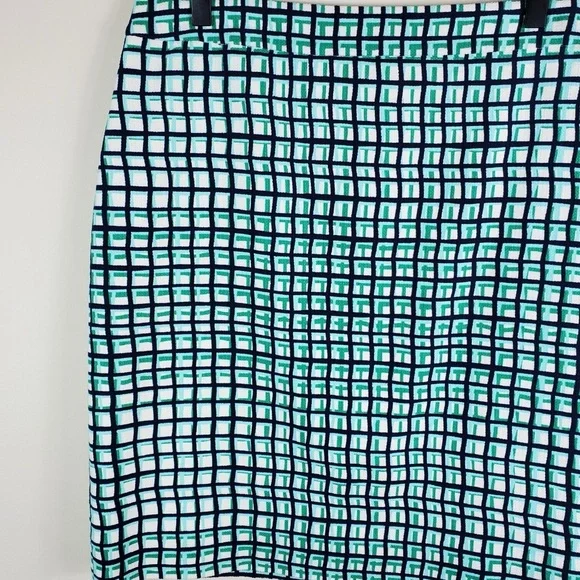 EUC KATE SPADE Stylish Green and White Checkered Mid Length Skirt, Fully Lined - Picture 4 of 16